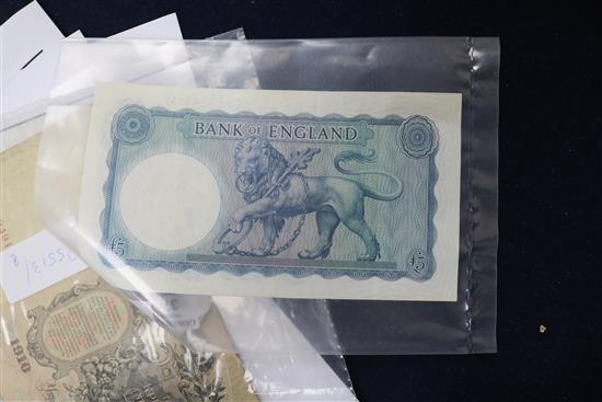 A collection of bank notes including Bank of England